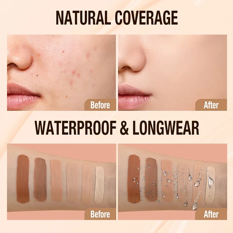 6 colors Concealer Foundation makeup products Liquid Oil-control Cover Dark Skin Care Makeup foundation Face Makeup Cosmetics 4