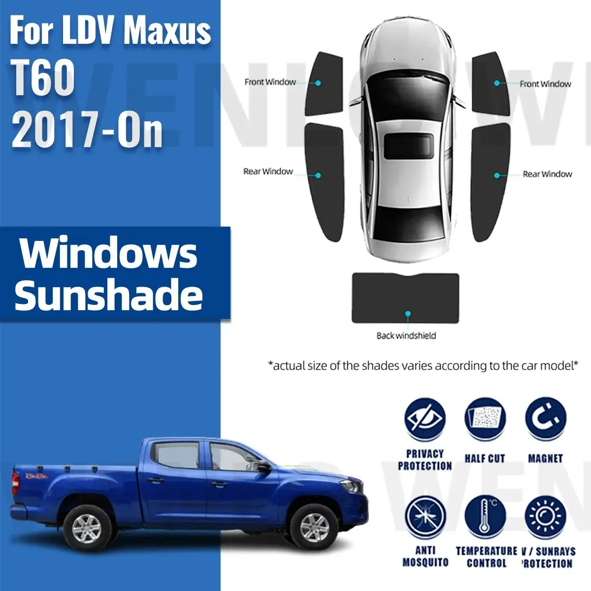 

For LDV Maxus T60 2017-2023 Car Sunshade Front Windshield Accessories Vehicle Curtain Side Window Sun Shade Visor Protector