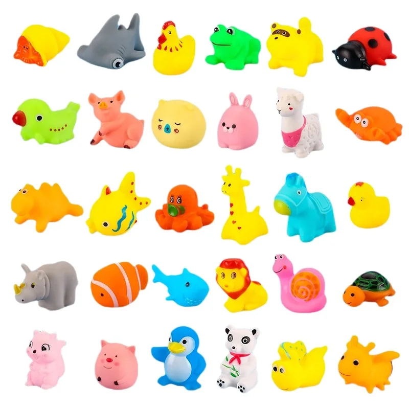 Cute Animals Swimming Water Toys For Children Soft Rubber Float Squeeze Sound Squeaky Bathing Toy For Baby Bath Toys 2