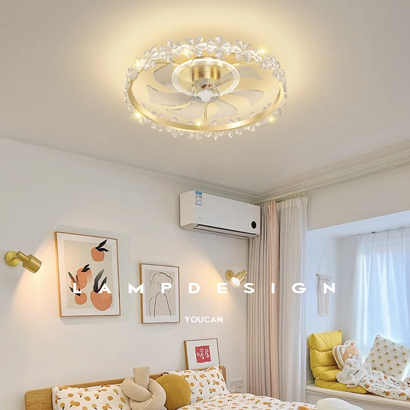 ModernBedroomCeilingFanLightwithWirelessRemoteControlRound