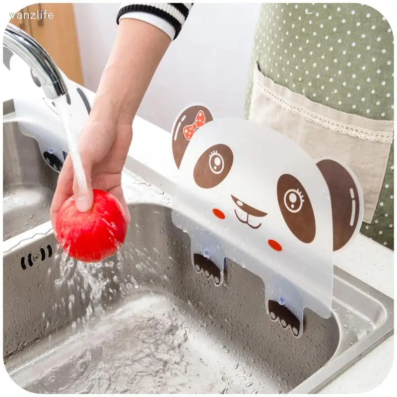 Vanzlife Cute Panda sink water splash proof water pool baffle kitchen gadget plate with suckers retaining plate