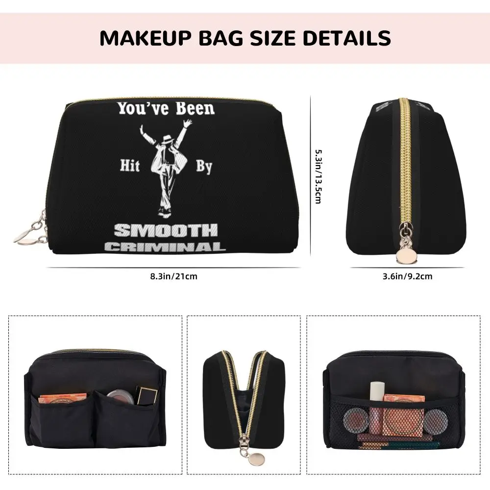 Vintage MJ Smooth Criminal Michael Jackson Women Cosmetic Bags Travel Makeup Organizer Pouch Toiletry Storage Dopp Kit Box