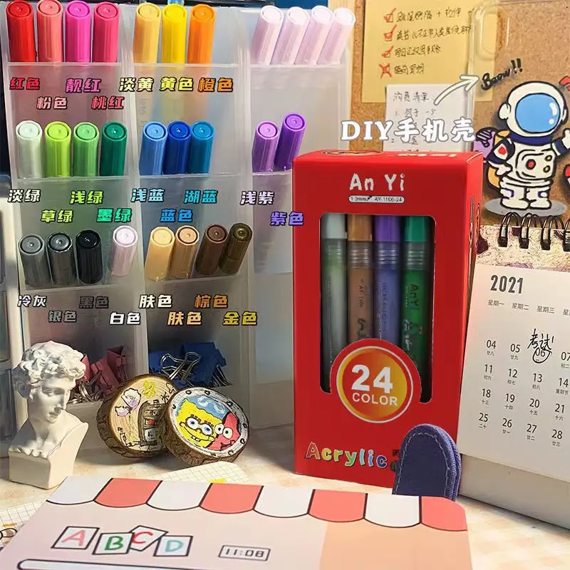 12/24/36/48/60 색상 아크릴 페인트 마커 세트 아트 마커 페인팅 펜 낙서 스톤, 디스크, 휴대 전화 케이스 신발 유리