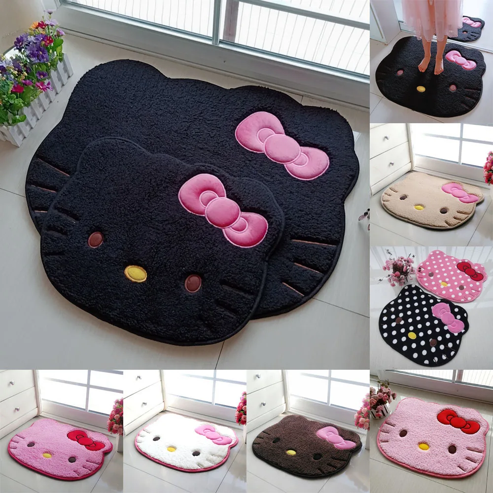 

Kawaii Hello Kitty Cartoon Rug Anime Kt Cat Plush Floor Mat Bathroom Non-Slip Carpet Car Cushion Soft Cashmere Living Room Decor