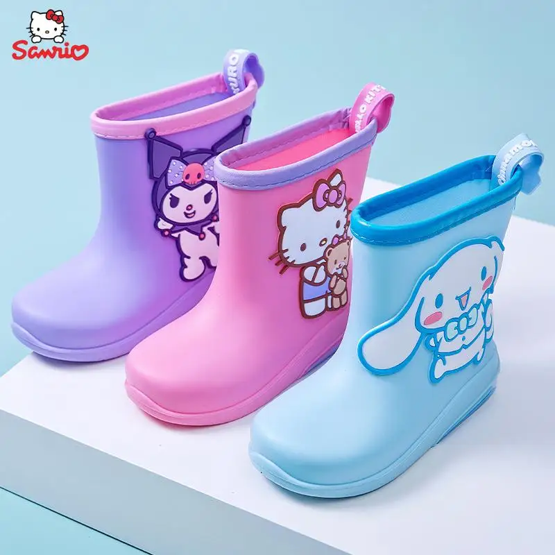 

Kawaii Sanrio Kuromi Hello Kitty Cartoon Anime Waterproof Shoes Non-Slip Thickened Wear-Resistant Rain Boots Outdoor Low Boots