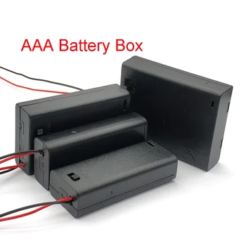 Custodia portabatterie AAA con cavi con coperchio interruttore ON/OFF Contenitore batteria standard da 2 3 4 slot