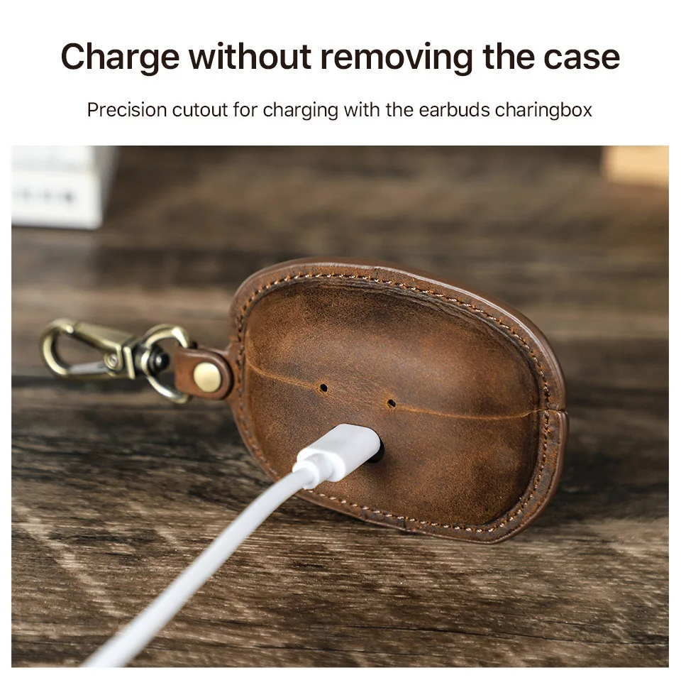 Genuine Leather Earphone Case for Sony WF-1000XM5 Crazy Horse Cowhide Leather Headphone Cover PU Protective Case for 1000X M5