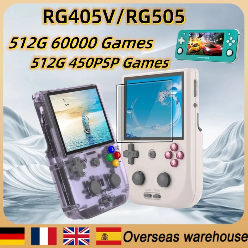 Anbernic Rg405V Rg505 Lettore Di Giochi Portatile Retrò 4 Pollici Android 12 Ips Touch Screen T618 64-Bit Wifi 512G 60000 Giochi Regalo Psp