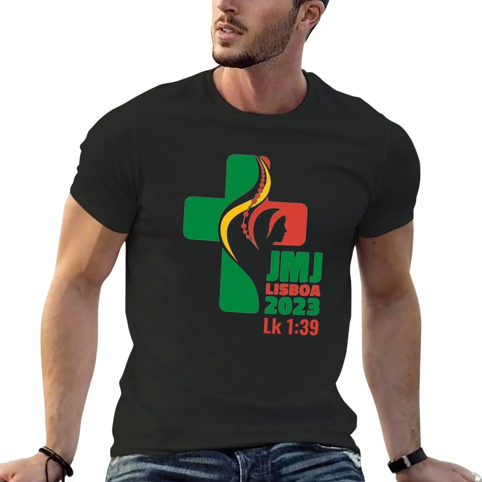 

New GMG World Youth Day Lisbon 2023 official logo, JMJ Lisboa 2023 T-Shirt tops sweat shirt plain black t shirts men