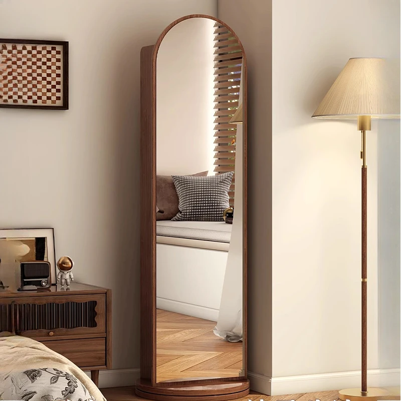 Modern Rotating Bookshelf with Full-Length Mirror Floor Standing Storage Cabinet Home Display Organizer Furniture Estantes FYMR