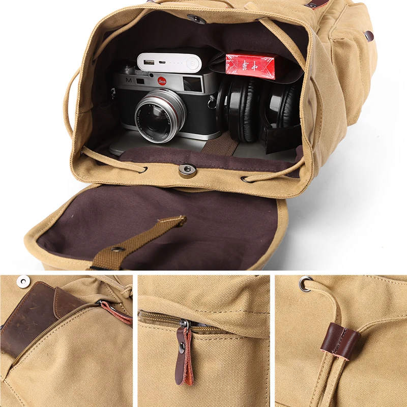 MOYYI Men Vintage Canvas Backpack Large Capacity 15.6inch Laptop Casual Bag For Commuter Travel Premium Durable Unsex Schoolbag - Image 6