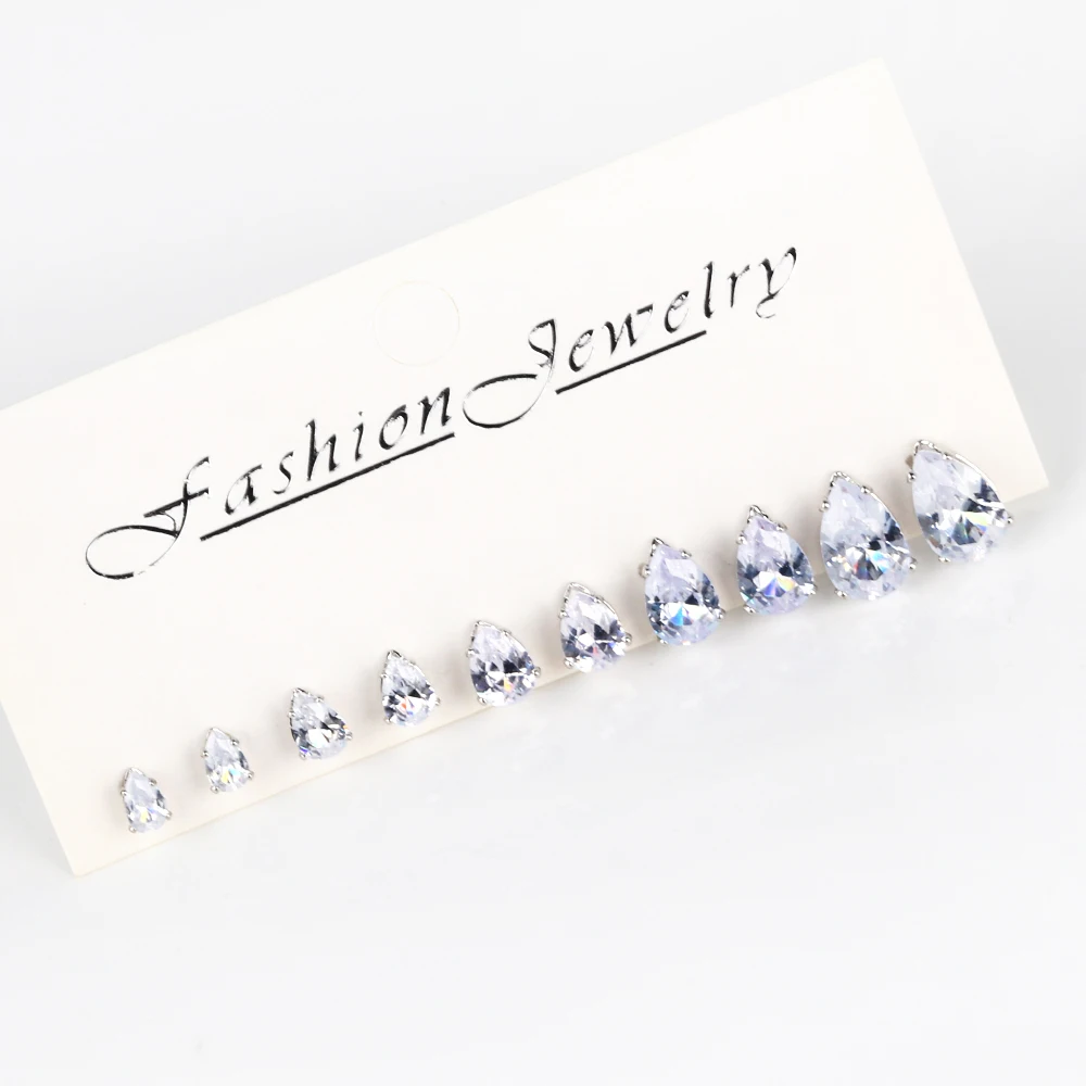 Zarte Wasser tropfen geformte Ohr stecker Luxus Silber Farbe Kristall cz Ohr Ohrringe für Frauen Mode vielseitigen Schmuck – Detail 4