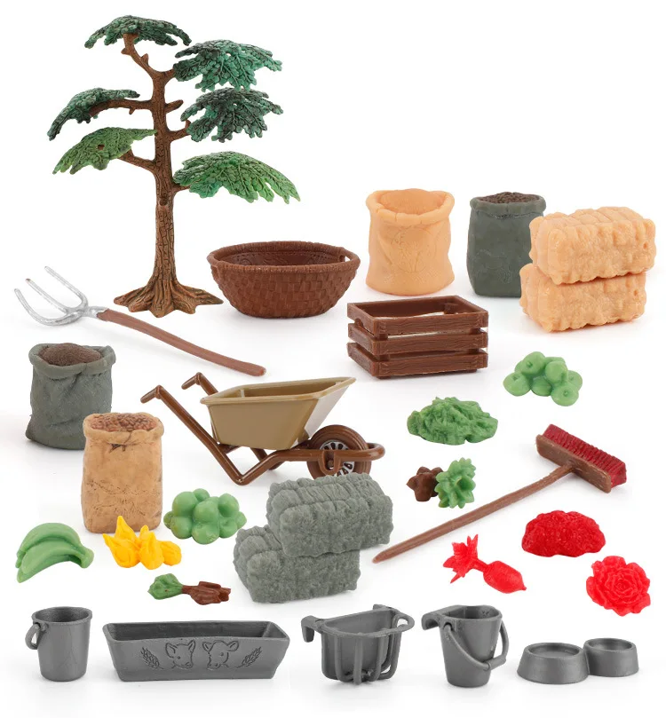 Simulazione Desktop Farm Scene Sand Table Accessories Modello Fortrage Fork Tosaerba Mini Farmhouse Decor Kids Pretend Play Toys
