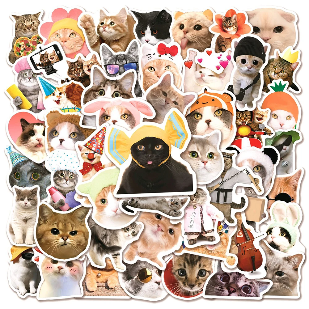 

10/30/50pcs Creative Cat Art Stickers Kawaii Animal Decorative Sticker Diary Scrapbooking Laptop Skateboard Luggage Toys Decals