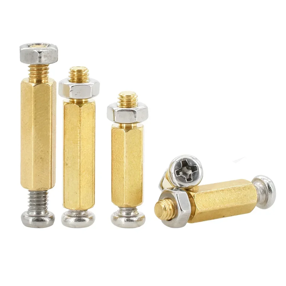 M2 M3 M4 M5 M6 Brass Standoff Spacer Phillips Spacing Screw Nut Set PCB Support Pillars Column Board Rack Stud Spacers Motherboard brass standoff spacer