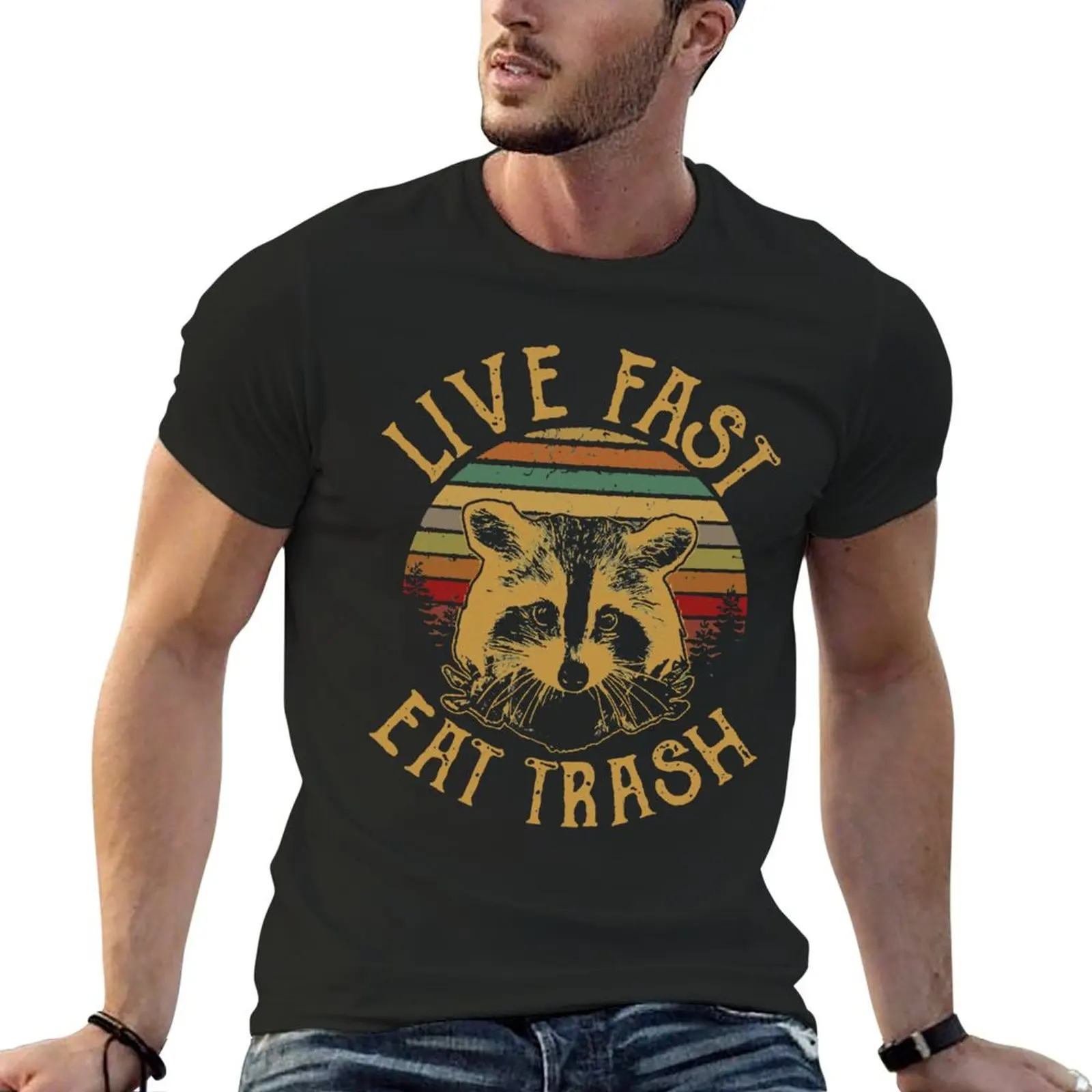 Live Fast Eat Trash T-Shirt tees boys whites oversized t shirt funnys mens funny t shirts