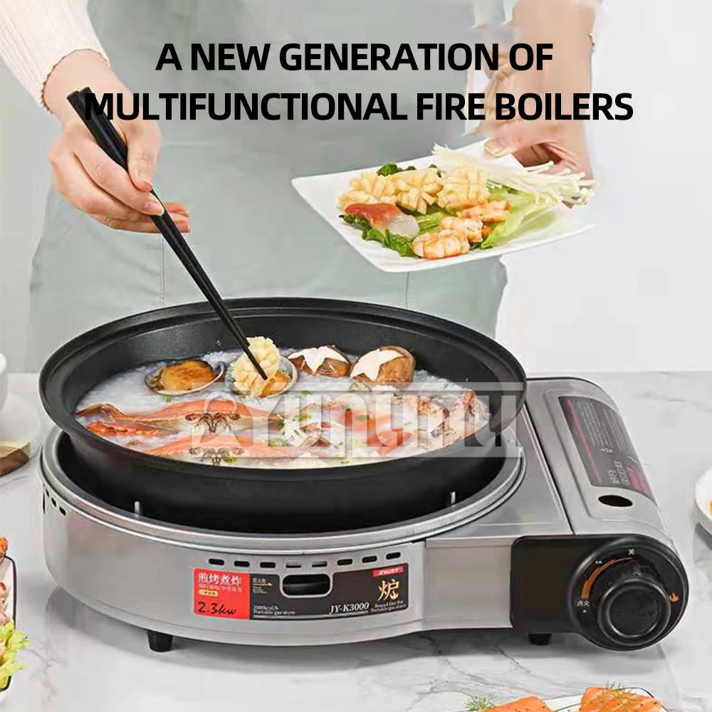 Household Hot Pot Fried Stove Outdoor Camping Portable Gas Furnace Travel Barbecue Cooking Tool