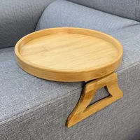 Sofa Tray Table Armrest Clip-On Tray Natural Bamboo Practical TV Snack Tea Tray for Remote Control Coffee Snacks 1