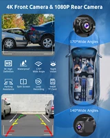 10,26 "4K 64G сенсорный экран портативный беспроводной CarPlay Android Auto грузовик приборная панель автомобильная стерео Bluetooth GPS Navi реверсивный широкоугольный FM — изображение 3