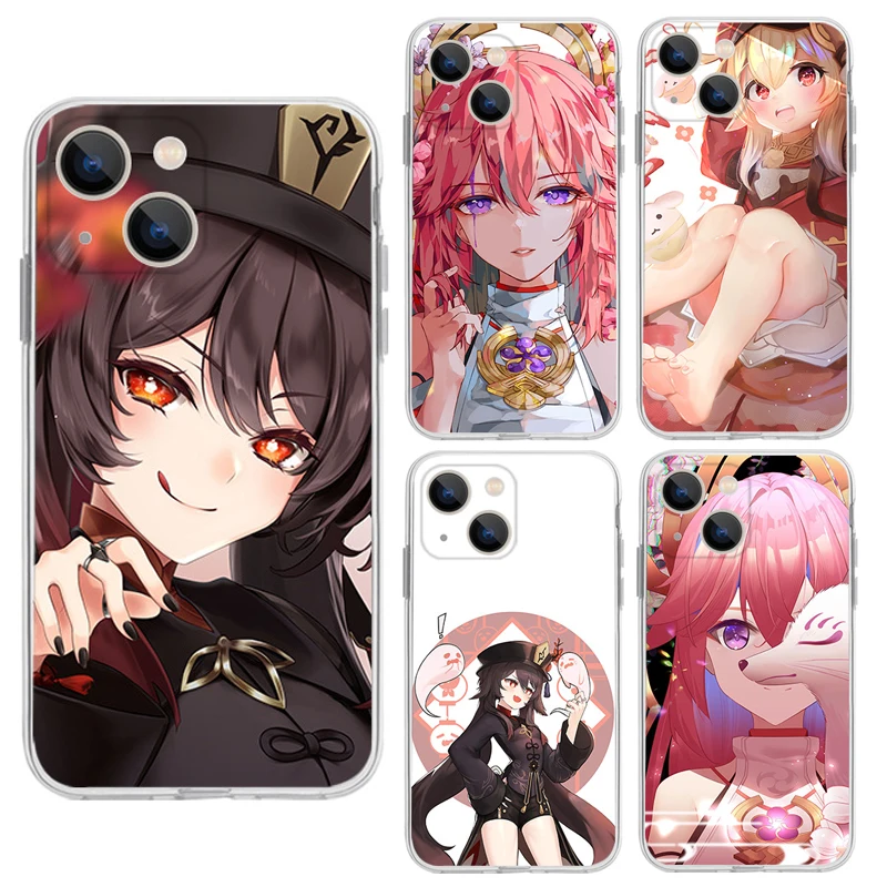

Чехол для телефона Genshin Impact Yae Miko Hu Tao Klee для IPhone 13 11 12 Pro Max 6s 7 8 Plus XS XR