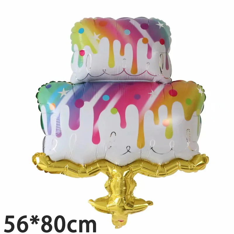 Set 4 Palloncini In Alluminio Per Torta Di Compleanno – Pony In Piedi, Stella, Regalo E Torta – Decorazioni Per Feste Bambini, Multicolore