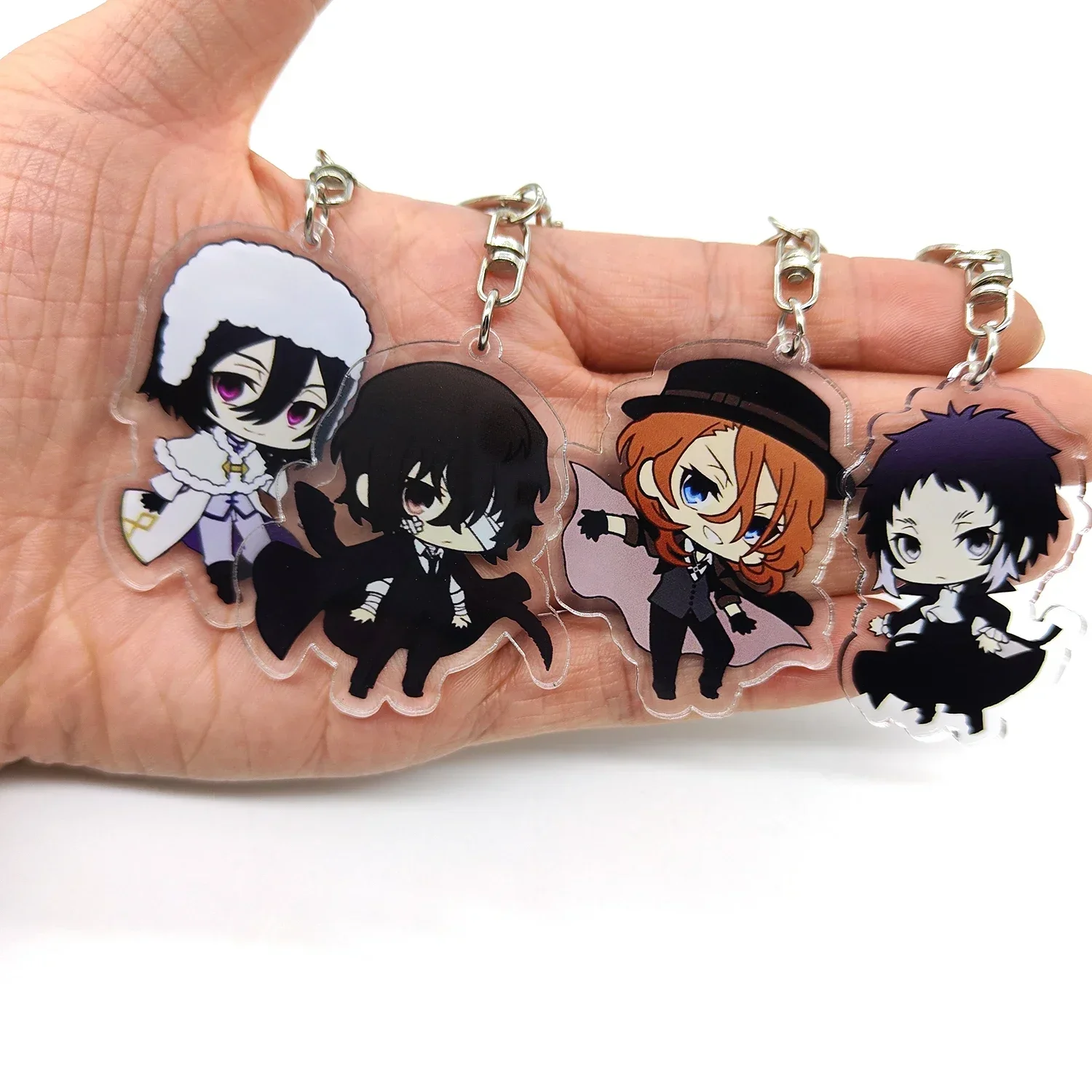 Anime Keychain Bungou Stray Dogs Atsushi Nakajima Dazai Key Chain Women Accessories Bag Pendant Key Ring Fans Gift