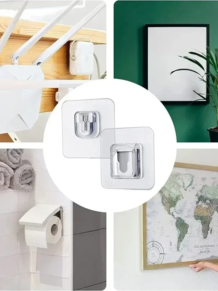 Set of 10 Double-Sided Adhesive Invisible Wall Hooks