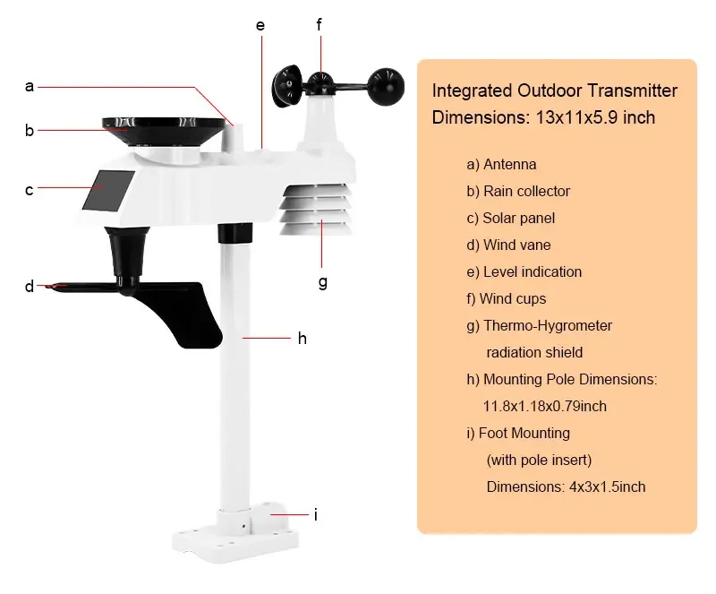 0310 Professional WiFi Weather Station Internet Wireless with Outdoor Sensor Rai