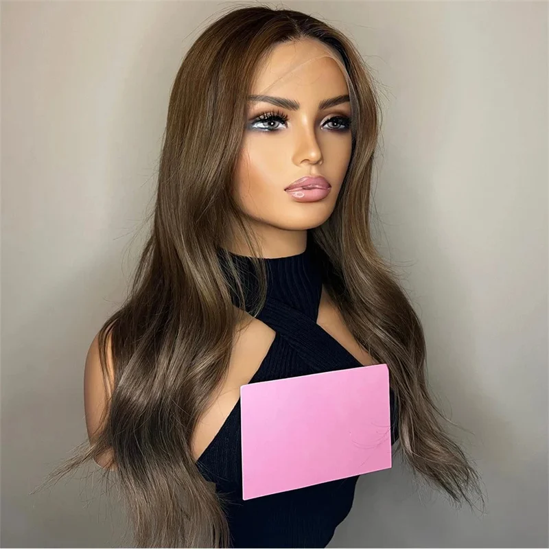 Brown Body Wave 28'' 5x5 Silk Base Soft Glueless Jewish Human Hair Wig With Baby Hair HD Lace European Preplucked