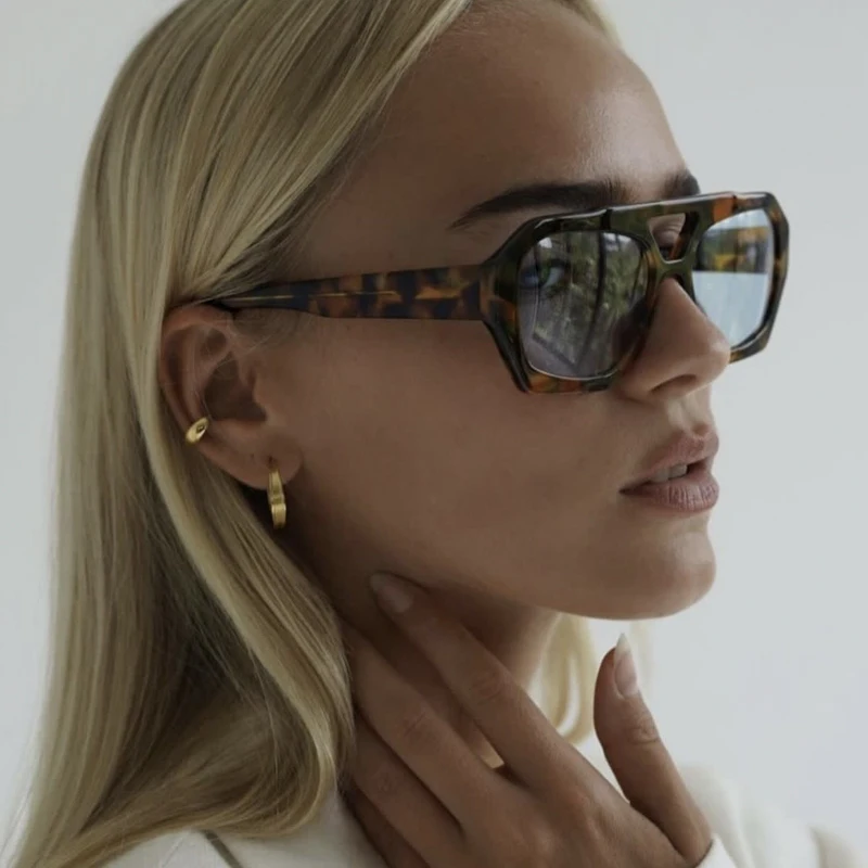 Lunettes anti-lumière design double pont léopard pour pêche femme - Qualité premium extérieur