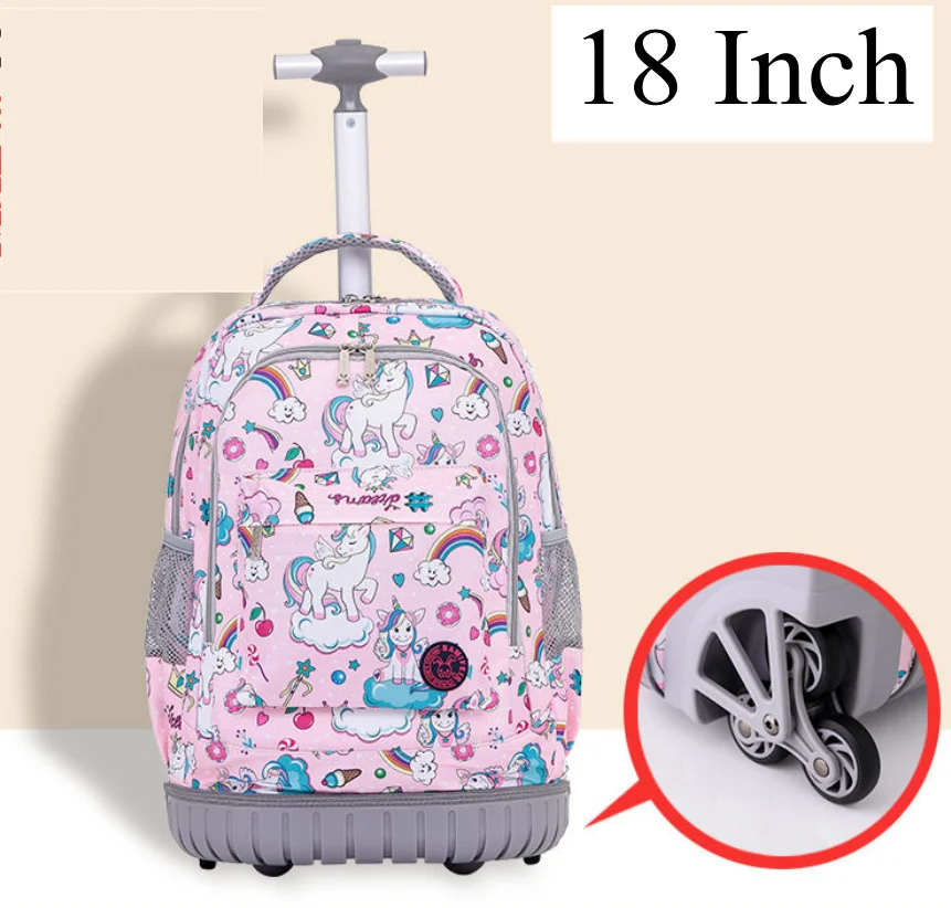 Children 6 Wheels School Trolley Bags Kid's School Rolling Backpack Bag