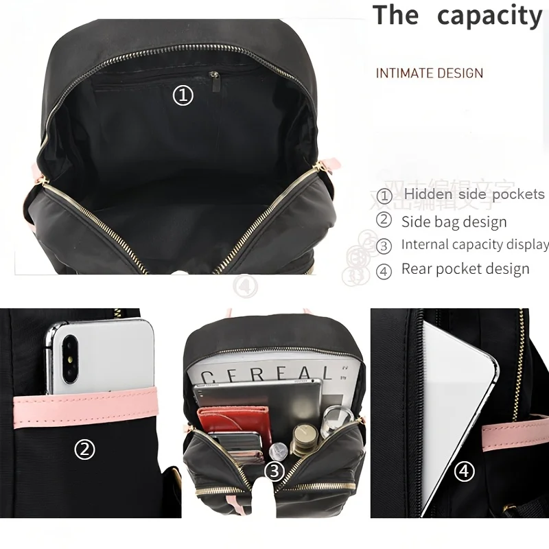 New Korean Women's Fashion Backpacks Large Capacity Color Matching Travel Backpack Lightweight Backpack Travel