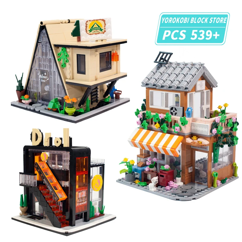 

City View Beauty Shop Building Blocks Toys Dream House Homestay MOC Bricks Store Tent Plastic Model Girls Adult Gifts Decoration