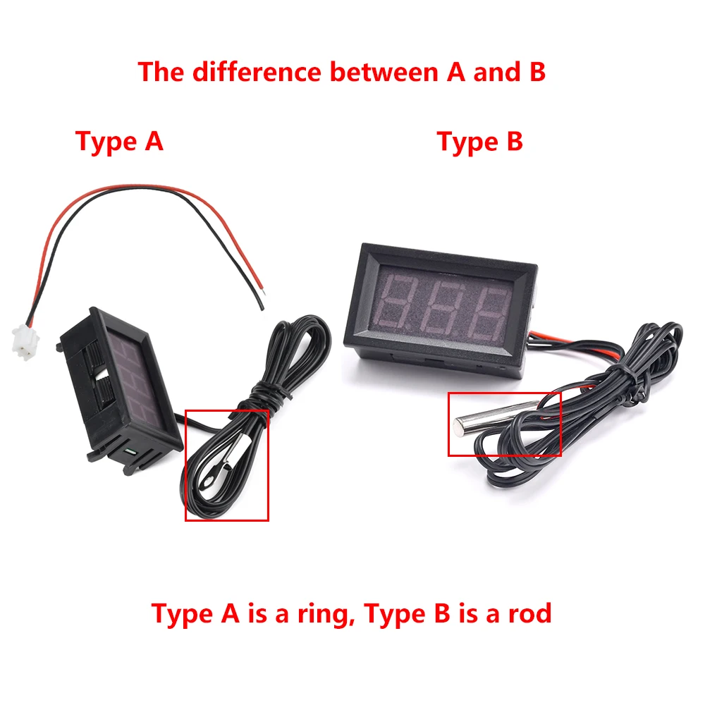 Digital Thermometer DC12V 0.56" For Car Temperature Monitor-50-120℃ With Probe