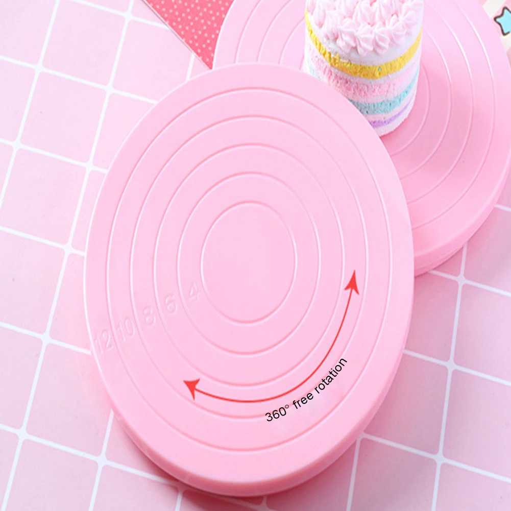 Christmas DIY Cake Rotary Table Mini Plastic Fondant Cake Turntable Revolving Platform Round Cookie Stand Rotating Kitchen Tools cake turntable baking supplies cake tools