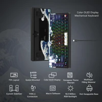 Wired Mechanical Gaming Keyboard with OLED Display Full Key Hot-Swappable Pudding RGB Backlit Keyboard for PC Computer Laptop 4