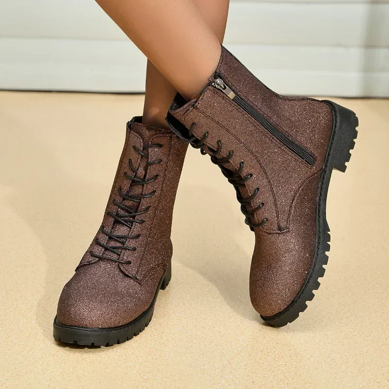 

Женские ботинки, обувь, трендовые зимние модные ботинки челси на платформе с круглым носком, зимние резиновые ботинки на квадратном каблуке