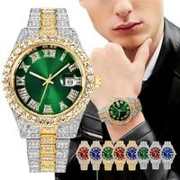 Luxury Full Diamond Men Calendar Quartz Watch Fashion Stainless Steel Band Male Quartz Wristwatches Date Clock Reloj Hombre