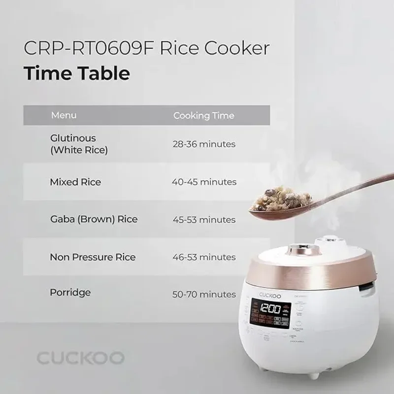QWQWCuckoo 6 cup Twin Pressure Plate Rice Cooker & Warmer with High Heat,GABA,Mixed,Scorched,Turbo,Porridge,Baby Food,Steam