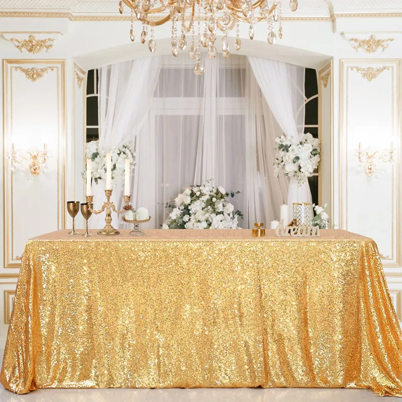 Pailletten-Tischdecke 108x50 Zoll Gold Rechteckige Glitzer-Tischdecke Geburtstagsfeier Hochzeitsdekoration Weihnachten Pailletten-Tischdecke – Detail 5