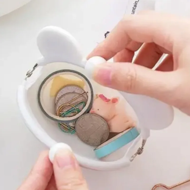 Cartoon Animal Mini Coin Purse for Kids Cute Silicone Wallet with Clip Leak-Proof Mini Pouch for Allowance & Treasures