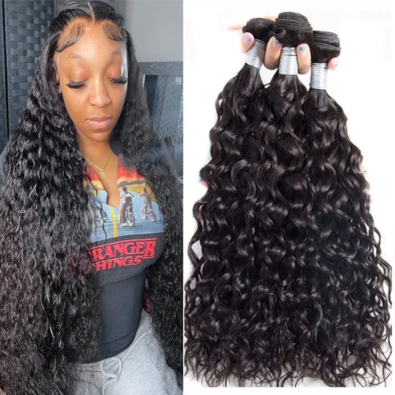 Human Hair Extensions Water Wave Bundles Brazilian