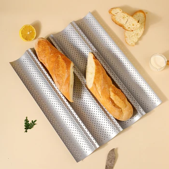 3/4 Slot Carbon Steel Bread Pan Nonstick Baguette Bread Pan French Bread Mold For Baking Bread Wave Baking Tray Bakeware