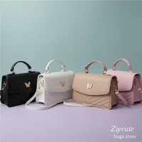 Lucky butterfly bag women's new fashion solid color simple texture trend beautiful casual shoulder messenger bag portable small