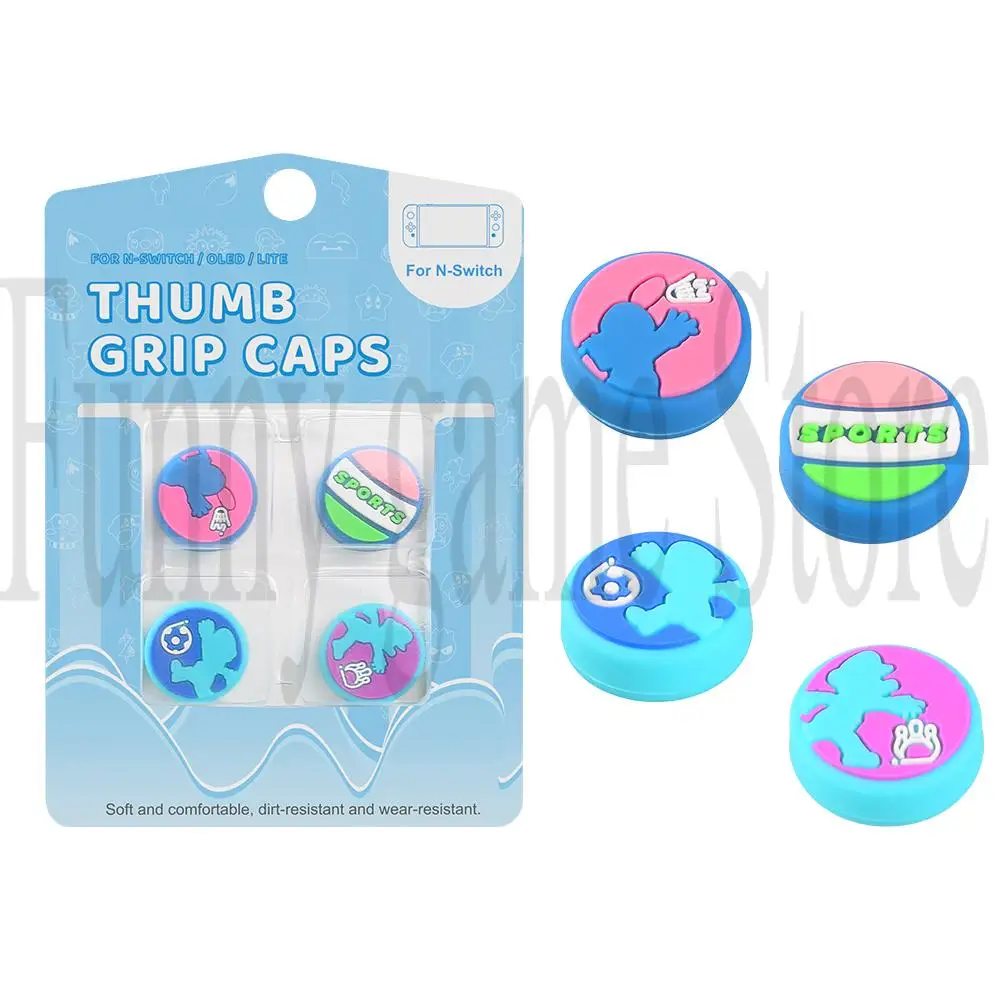 4Pcs Giochi Sport Theme Thumb Grip Per Nintendo Switch Joystick Case Cover Cute Tennis Football Pattern Per Ns Lite Joycon Cap