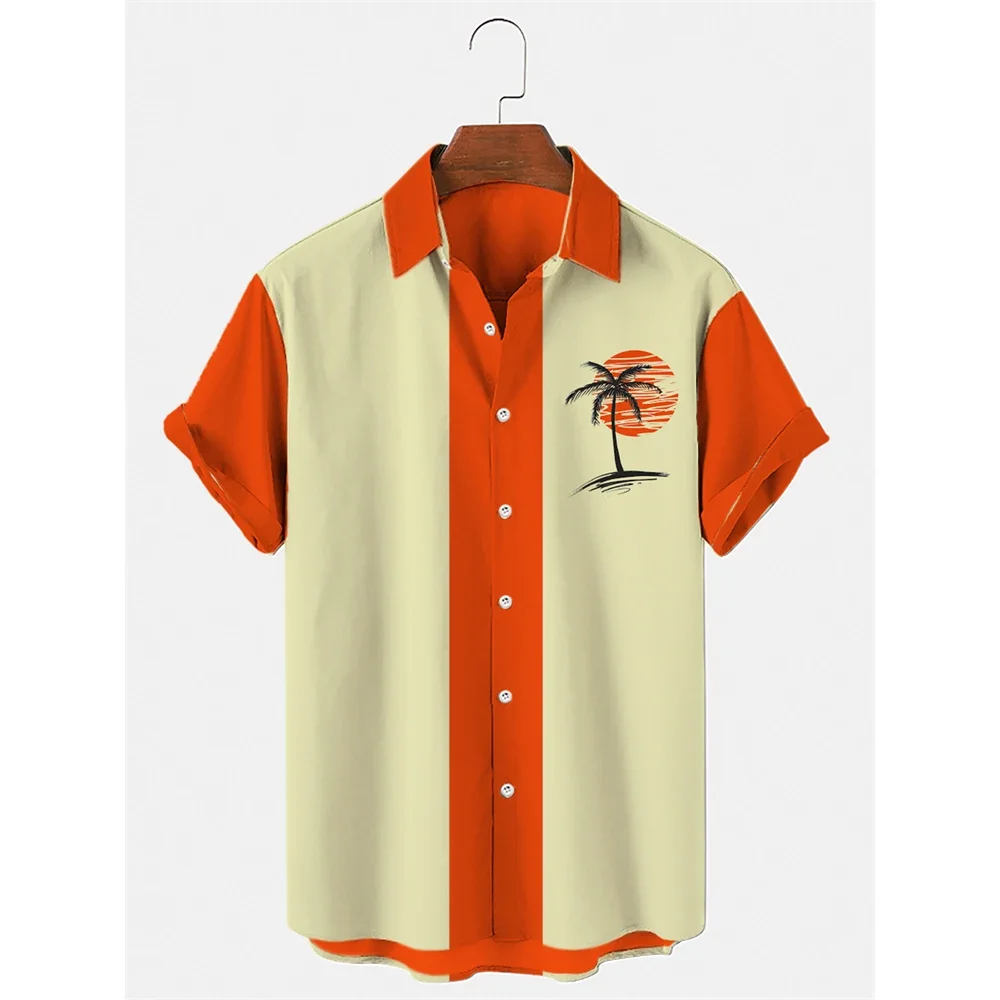 

2024 Hawaiian Shirt Men 6xl Loose Stretch Shirt Tops Men's And Women 3d Printed Coconut Tree Single Breasted Short Sleeve Beach