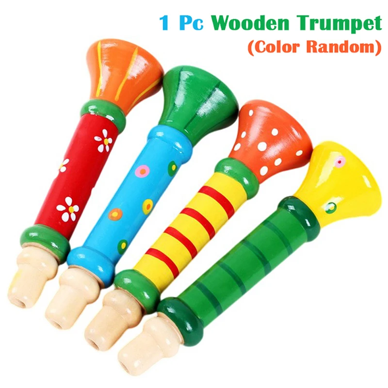 Musical Instruments 1Pc Wooden Trumpet Piccolo Flute Small Speakers Kid Musical Instrument Education Toy Safe Non-toxic Trumpet Piccolo 13x3.5x1.5cm