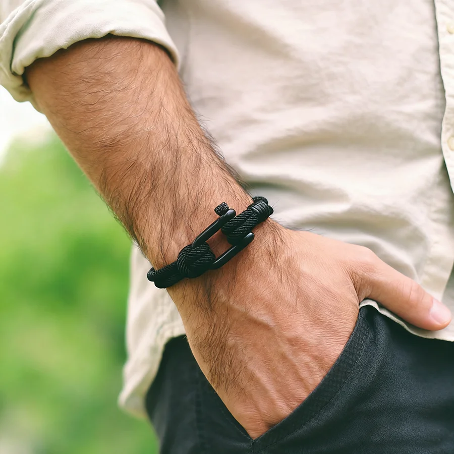 Nautical Rope Bracelet Men Detachable Buckle Wrap
