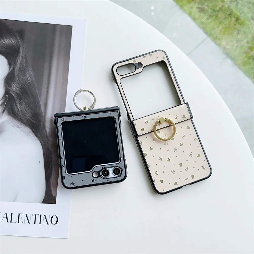 Фото Модный чехол-книжка с кольцом-держателем для Samsung Galaxy Z Flip 5 4, чехол-подставка для Samsung Z Flip 5 Z Flip 4 Zflip3 с рисунком сердца звезды №3