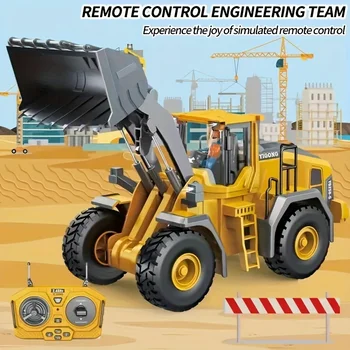 9 Channels Remote Control loader, 2.4Ghz RC Construction Vehicle Truck Toys With Alloy Metal Cap, Light sound, Rechargeable 1 Ba 1
